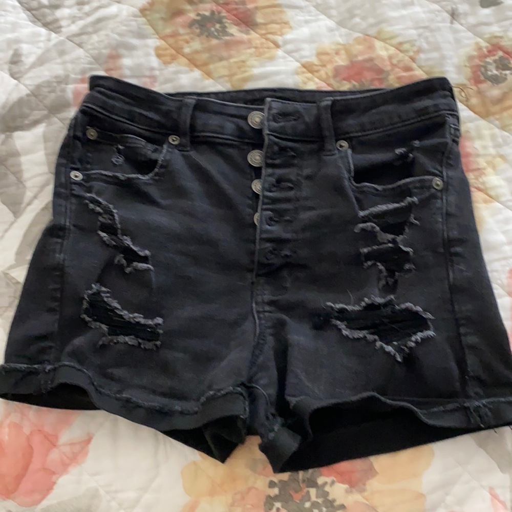 American eagle black denim shorts